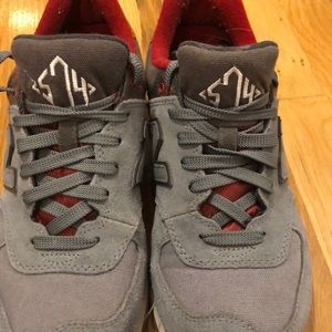 grey and red new balance